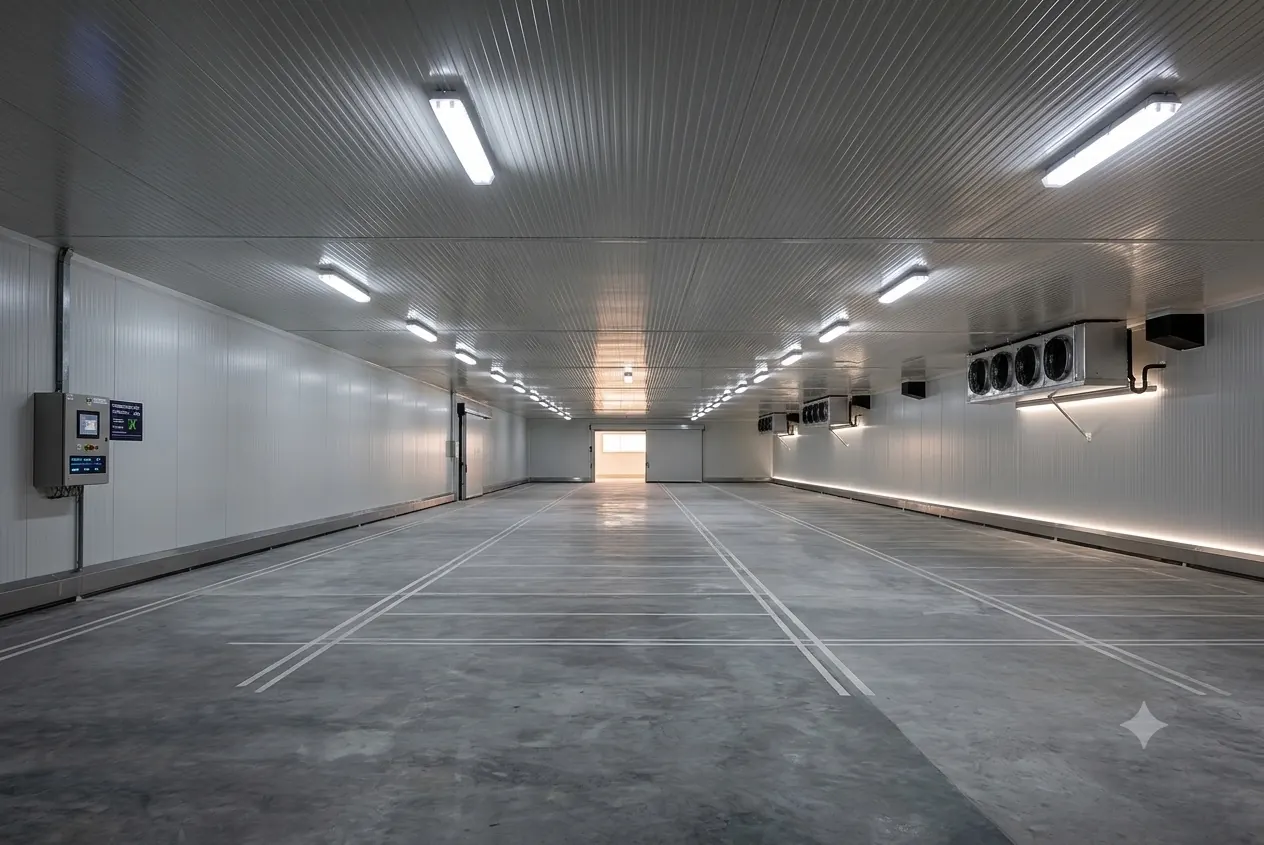 Cámara frigorífica industrial en una nave