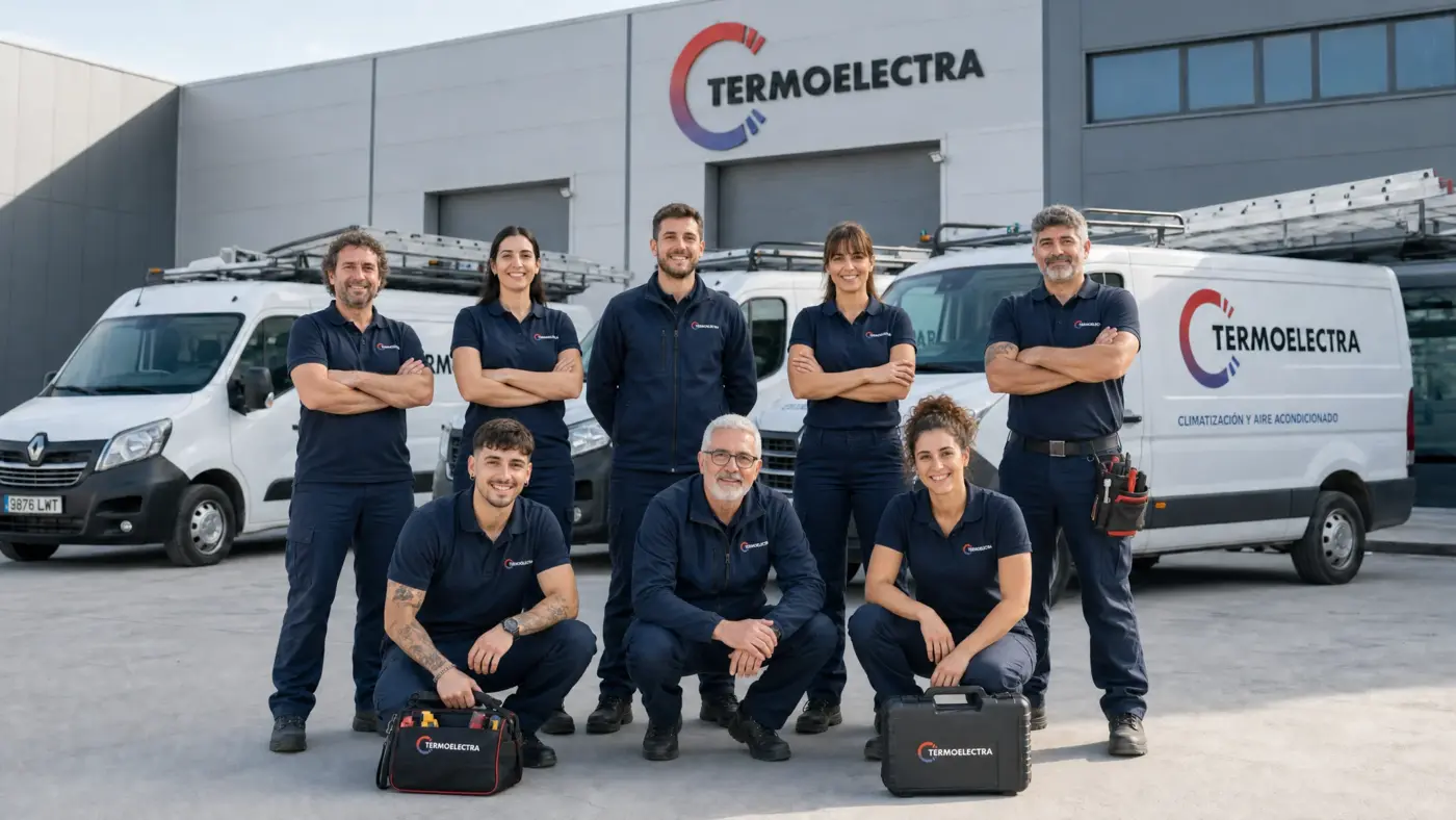 Equipo técnico de Termoelectra trabajando en una instalación de refrigeración